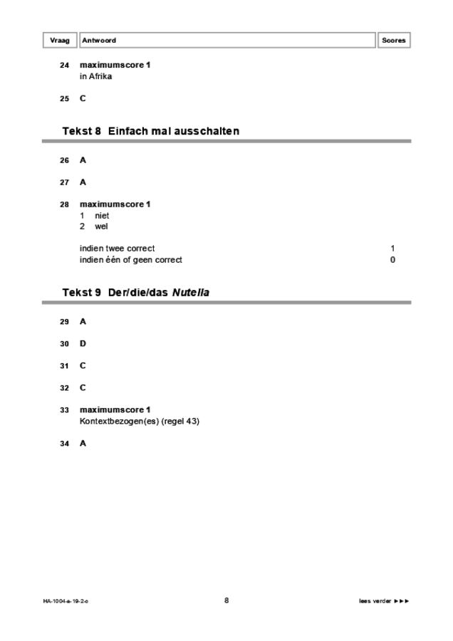 Correctievoorschrift examen HAVO Duits 2019, tijdvak 2. Pagina 8
