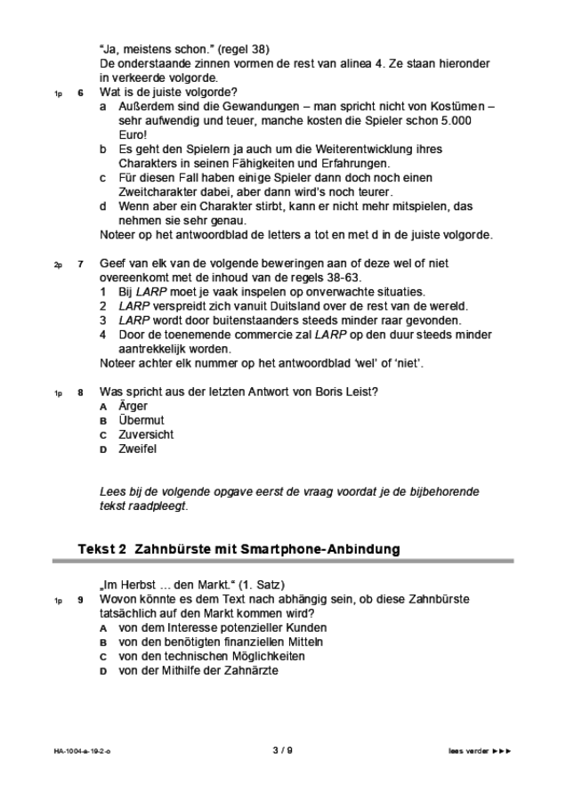 Opgaven examen HAVO Duits 2019, tijdvak 2. Pagina 3