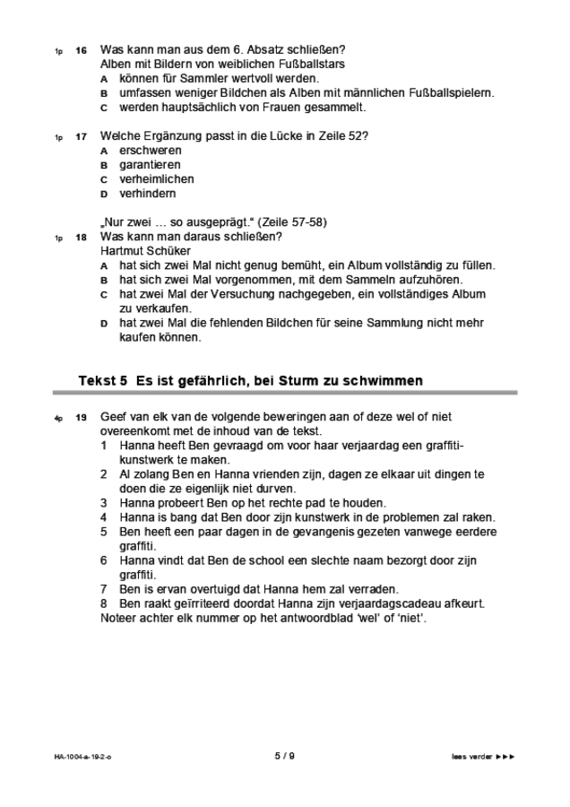 Opgaven examen HAVO Duits 2019, tijdvak 2. Pagina 5