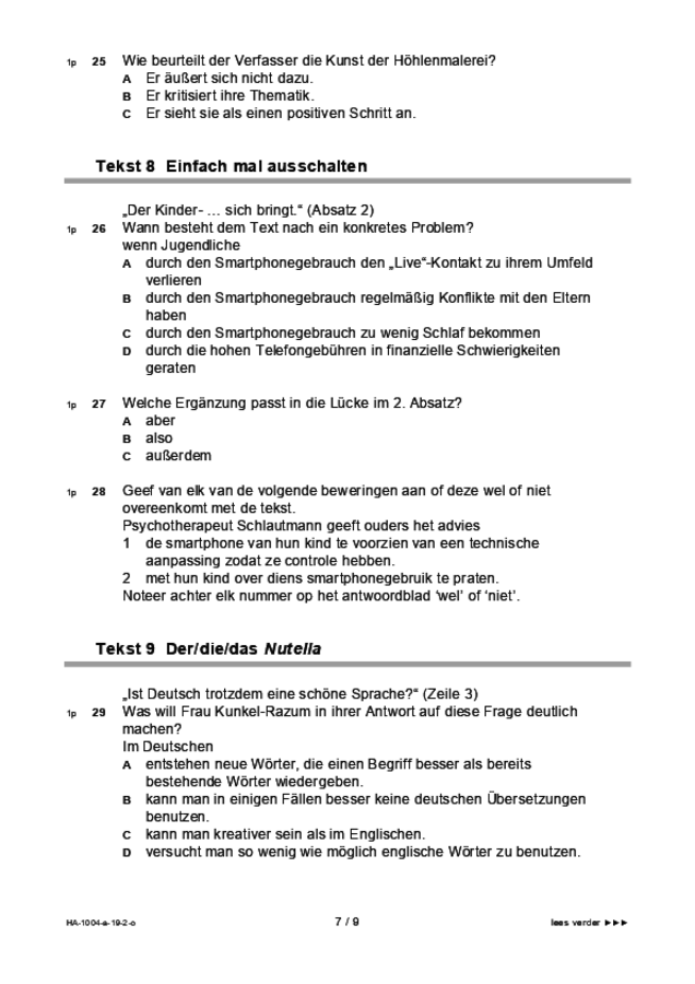 Opgaven examen HAVO Duits 2019, tijdvak 2. Pagina 7