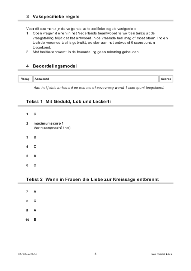 Correctievoorschrift examen HAVO Duits 2022, tijdvak 1. Pagina 5