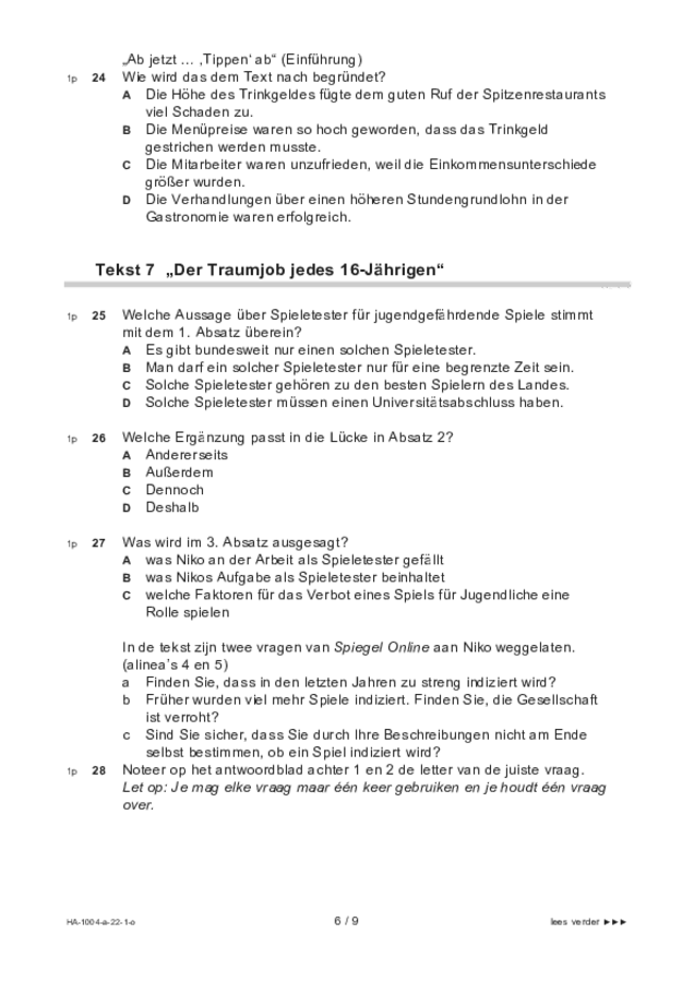 Opgaven examen HAVO Duits 2022, tijdvak 1. Pagina 6