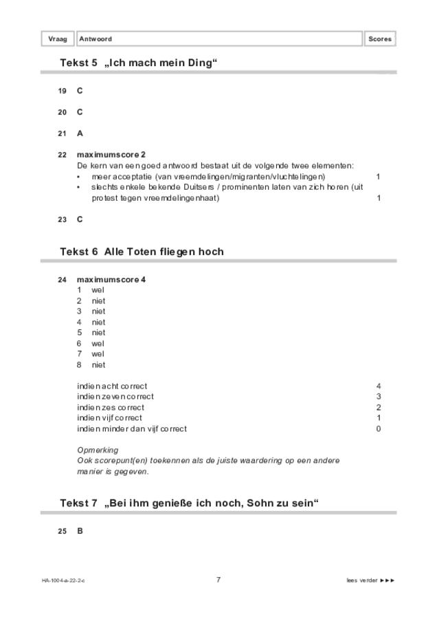 Correctievoorschrift examen HAVO Duits 2022, tijdvak 2. Pagina 7