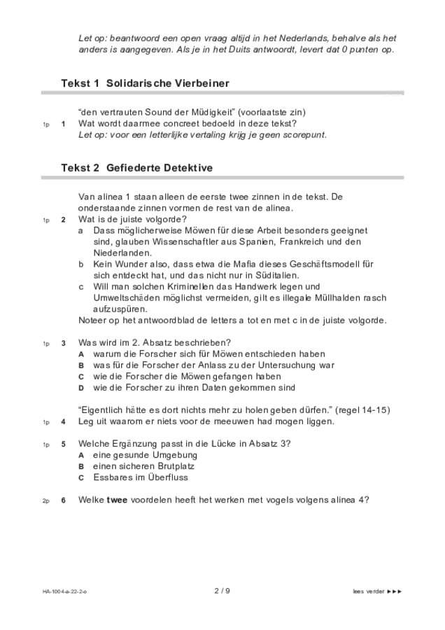 Opgaven examen HAVO Duits 2022, tijdvak 2. Pagina 2