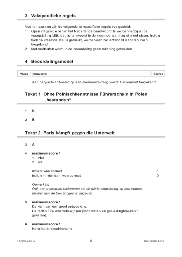 Correctievoorschrift examen HAVO Duits 2023, tijdvak 1. Pagina 5