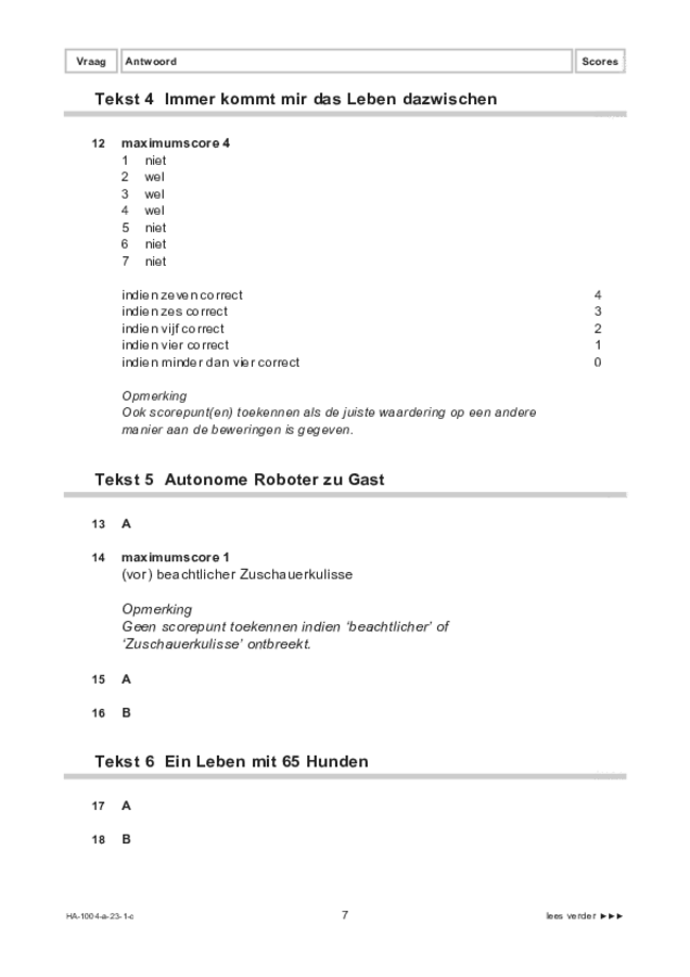 Correctievoorschrift examen HAVO Duits 2023, tijdvak 1. Pagina 7