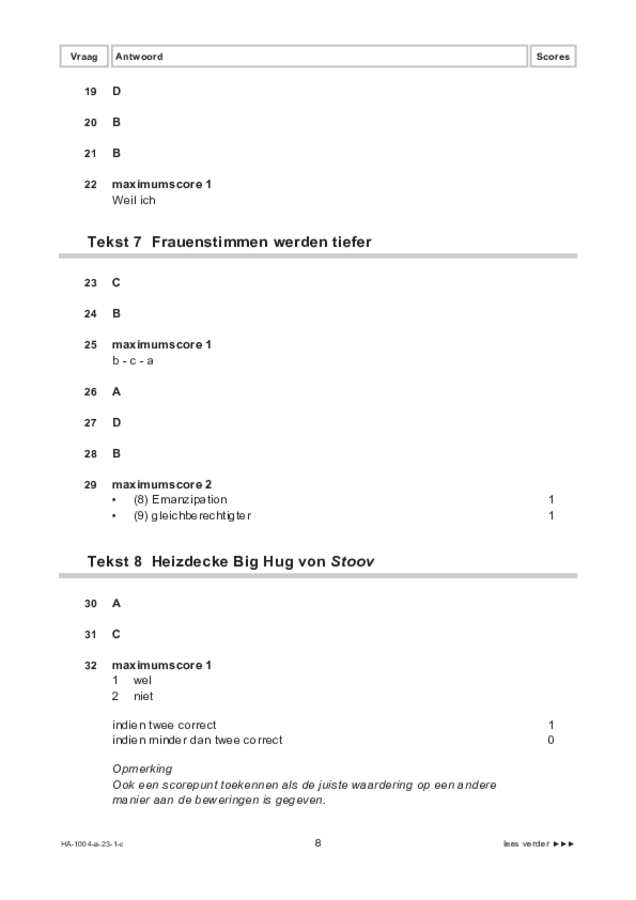 Correctievoorschrift examen HAVO Duits 2023, tijdvak 1. Pagina 8
