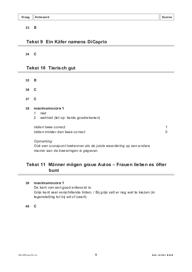 Correctievoorschrift examen HAVO Duits 2023, tijdvak 1. Pagina 9