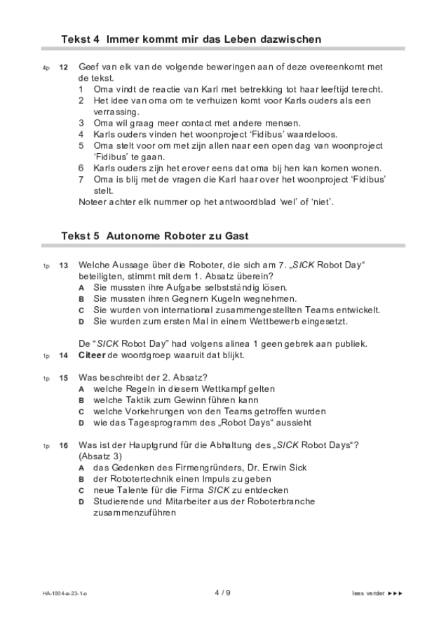 Opgaven examen HAVO Duits 2023, tijdvak 1. Pagina 4