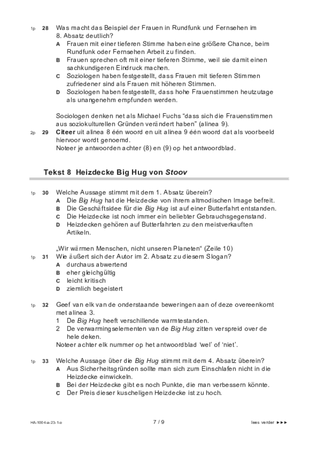 Opgaven examen HAVO Duits 2023, tijdvak 1. Pagina 7