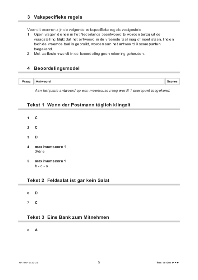 Correctievoorschrift examen HAVO Duits 2023, tijdvak 2. Pagina 5