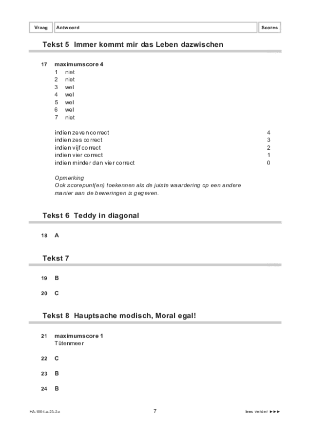 Correctievoorschrift examen HAVO Duits 2023, tijdvak 2. Pagina 7