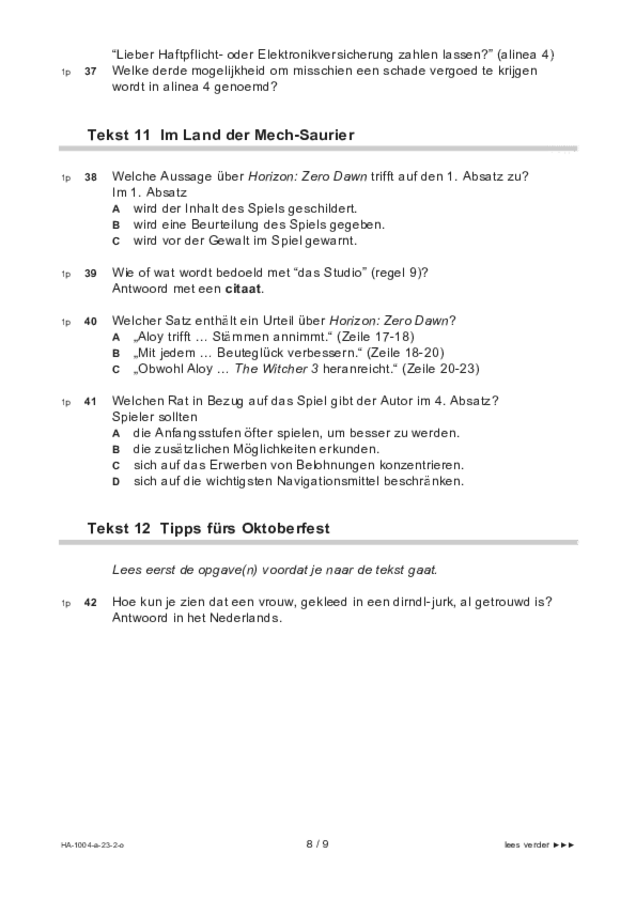 Opgaven examen HAVO Duits 2023, tijdvak 2. Pagina 8