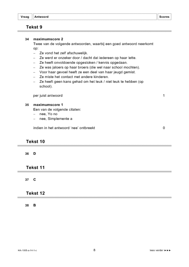 Correctievoorschrift examen HAVO Spaans 2014, tijdvak 1. Pagina 8