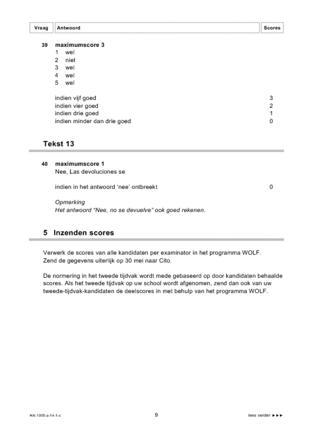 Correctievoorschrift examen HAVO Spaans 2014, tijdvak 1. Pagina 9