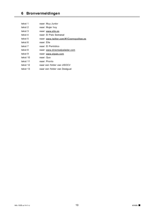 Correctievoorschrift examen HAVO Spaans 2014, tijdvak 1. Pagina 10