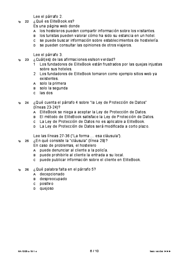 Opgaven examen HAVO Spaans 2018, tijdvak 1. Pagina 6