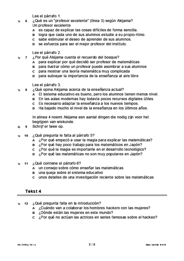 Opgaven examen HAVO Spaans 2019, tijdvak 1. Pagina 3