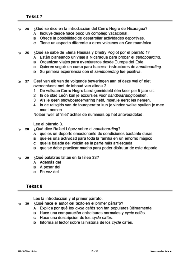 Opgaven examen HAVO Spaans 2019, tijdvak 1. Pagina 6