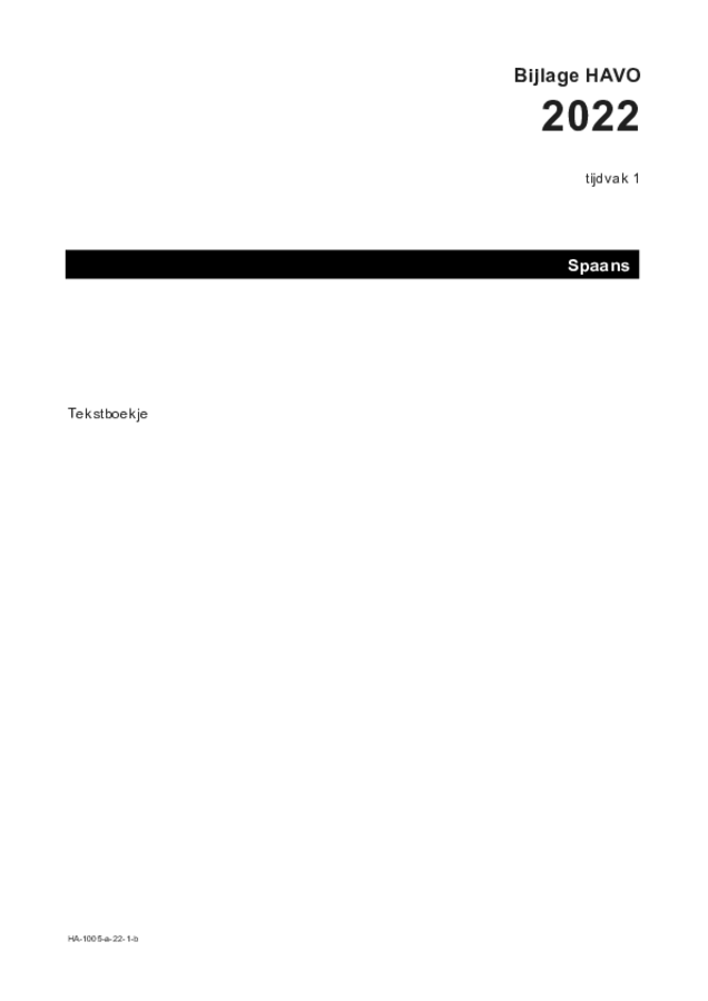 Bijlage examen HAVO Spaans 2022, tijdvak 1. Pagina 1