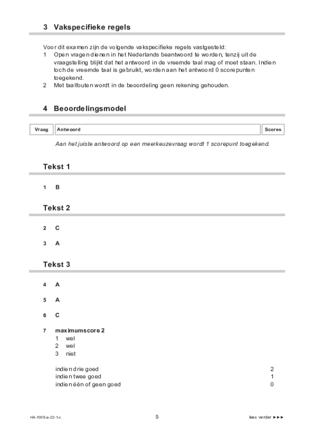 Correctievoorschrift examen HAVO Spaans 2022, tijdvak 1. Pagina 5