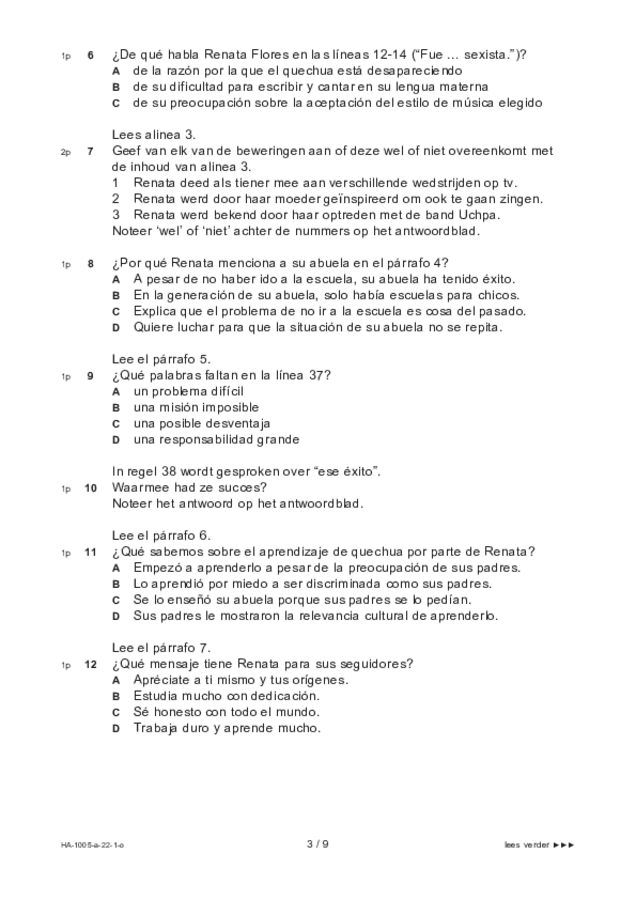Opgaven examen HAVO Spaans 2022, tijdvak 1. Pagina 3