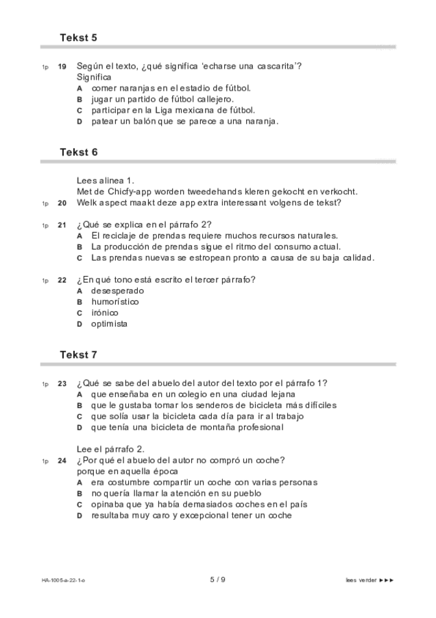 Opgaven examen HAVO Spaans 2022, tijdvak 1. Pagina 5