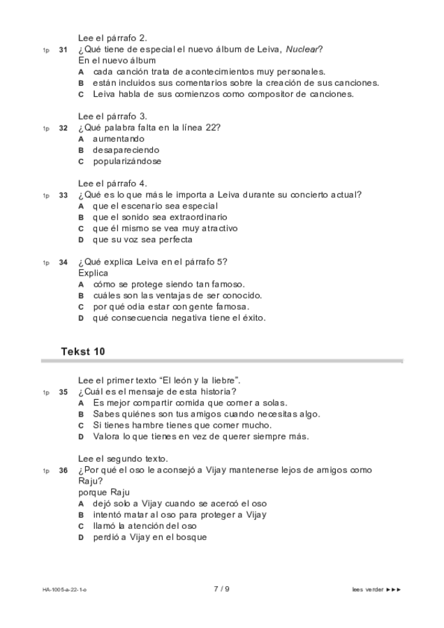 Opgaven examen HAVO Spaans 2022, tijdvak 1. Pagina 7