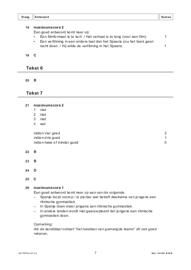 Correctievoorschrift examen HAVO Spaans 2022, tijdvak 2. Pagina 7