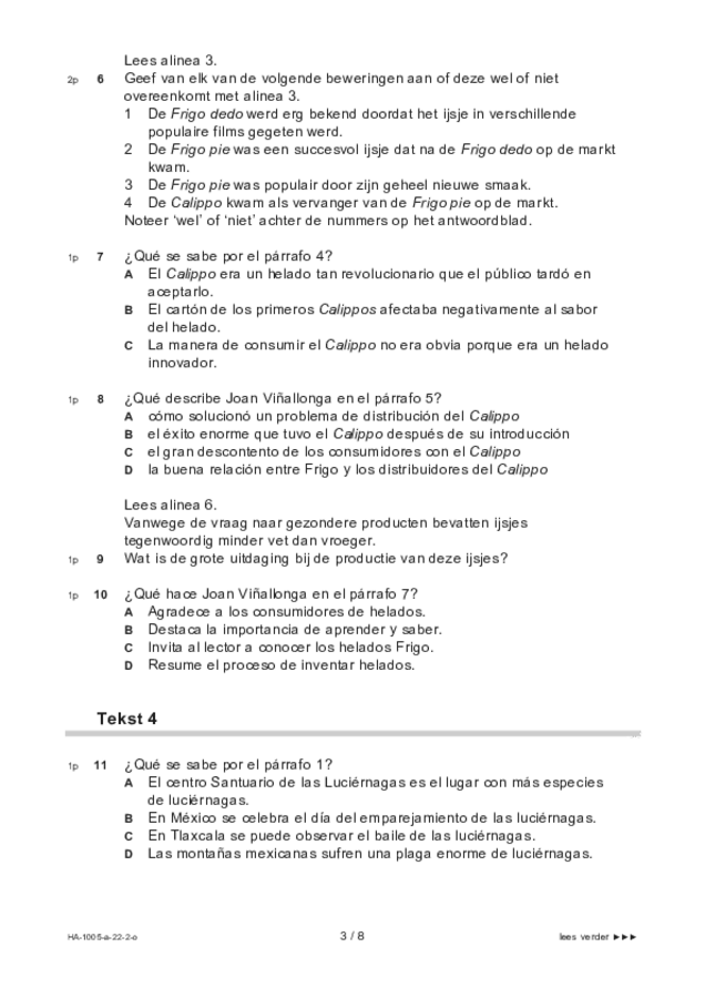 Opgaven examen HAVO Spaans 2022, tijdvak 2. Pagina 3