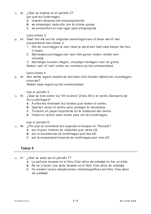 Opgaven examen HAVO Spaans 2022, tijdvak 2. Pagina 4