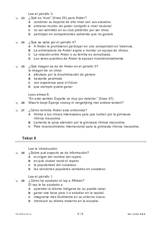 Opgaven examen HAVO Spaans 2022, tijdvak 2. Pagina 6
