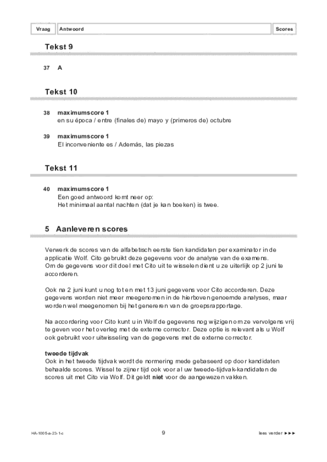 Correctievoorschrift examen HAVO Spaans 2023, tijdvak 1. Pagina 9