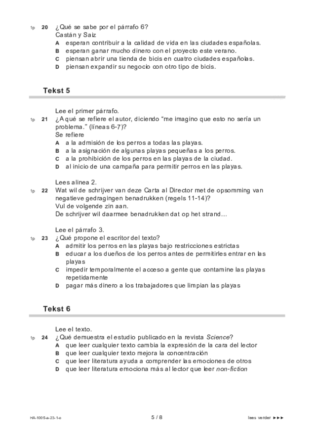 Opgaven examen HAVO Spaans 2023, tijdvak 1. Pagina 5