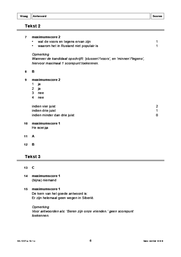 Correctievoorschrift examen HAVO Russisch 2019, tijdvak 1. Pagina 6