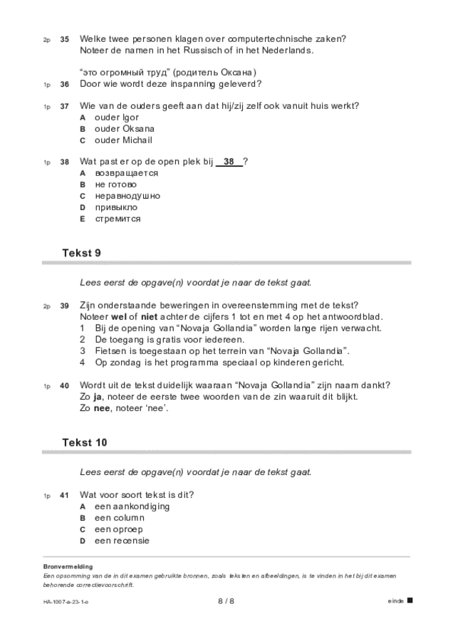 Opgaven examen HAVO Russisch 2023, tijdvak 1. Pagina 8