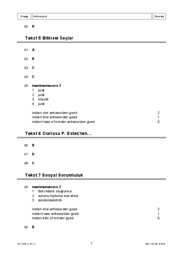 Correctievoorschrift examen HAVO Turks 2018, tijdvak 1. Pagina 7