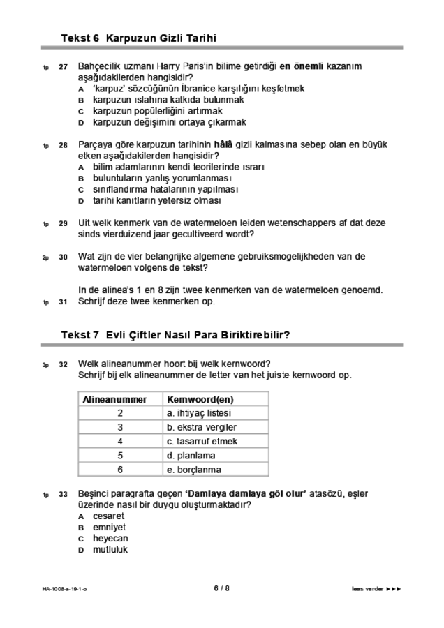 Opgaven examen HAVO Turks 2019, tijdvak 1. Pagina 6