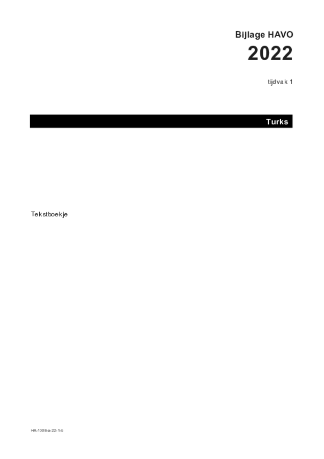 Bijlage examen HAVO Turks 2022, tijdvak 1. Pagina 1