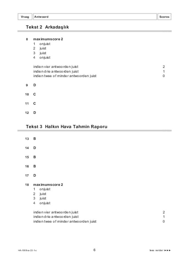 Correctievoorschrift examen HAVO Turks 2022, tijdvak 1. Pagina 6