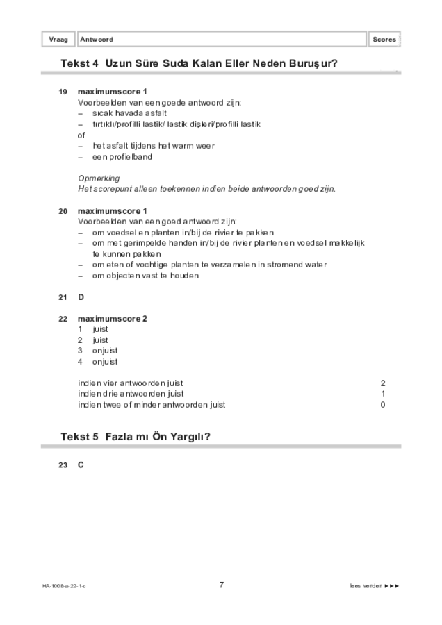 Correctievoorschrift examen HAVO Turks 2022, tijdvak 1. Pagina 7