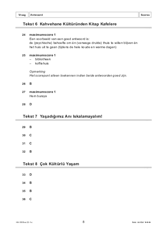 Correctievoorschrift examen HAVO Turks 2022, tijdvak 1. Pagina 8