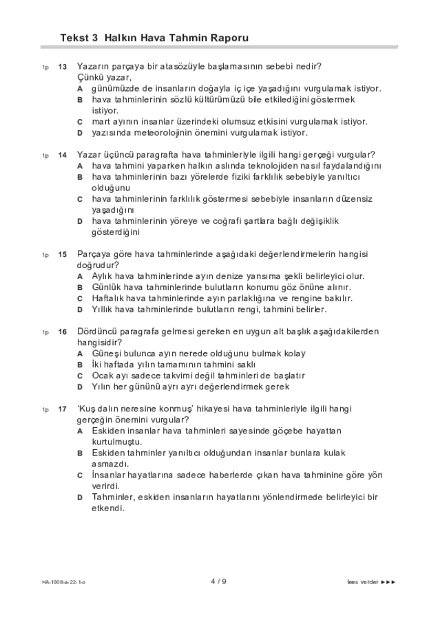 Opgaven examen HAVO Turks 2022, tijdvak 1. Pagina 4