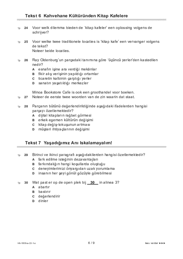 Opgaven examen HAVO Turks 2022, tijdvak 1. Pagina 6