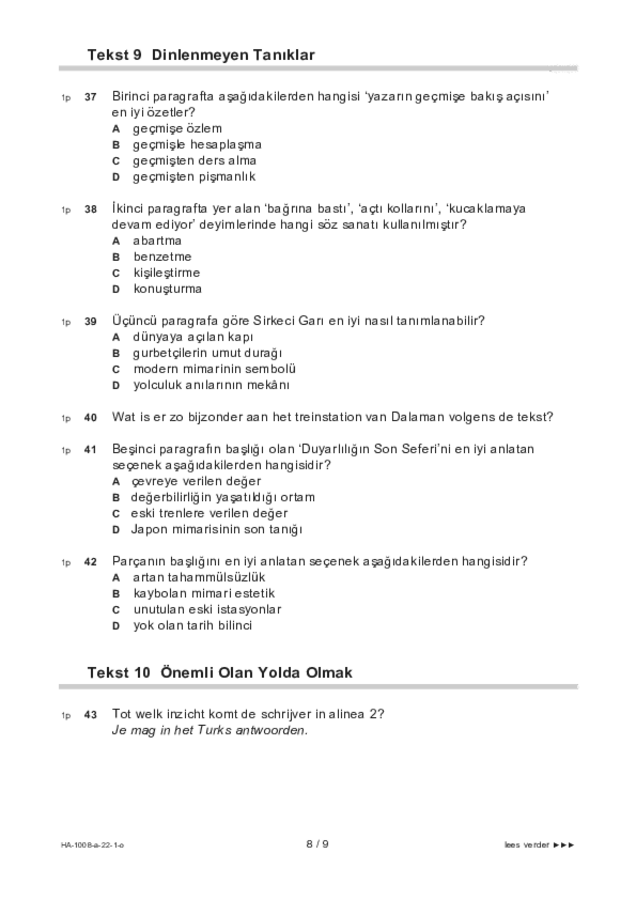 Opgaven examen HAVO Turks 2022, tijdvak 1. Pagina 8