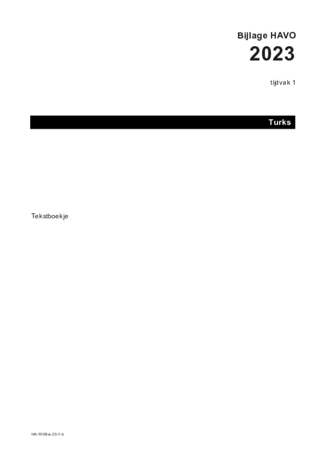 Bijlage examen HAVO Turks 2023, tijdvak 1. Pagina 1