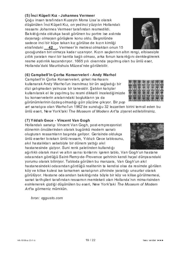 Bijlage examen HAVO Turks 2023, tijdvak 1. Pagina 19