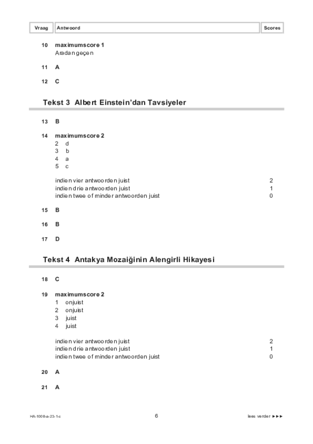 Correctievoorschrift examen HAVO Turks 2023, tijdvak 1. Pagina 6