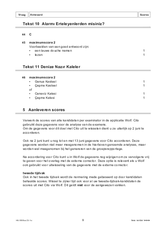 Correctievoorschrift examen HAVO Turks 2023, tijdvak 1. Pagina 9