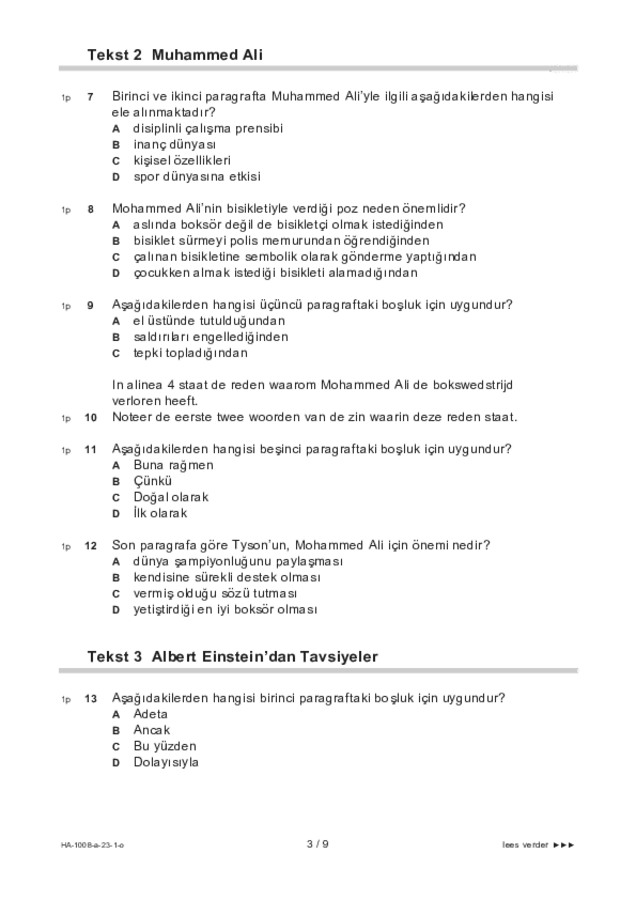 Opgaven examen HAVO Turks 2023, tijdvak 1. Pagina 3